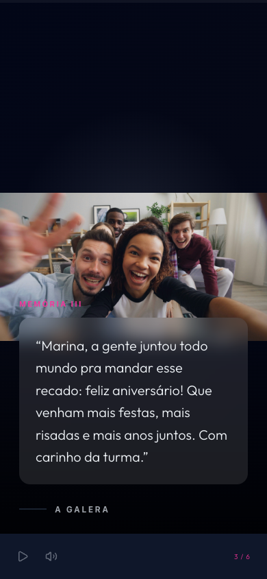 Slide de vídeo na experiência final